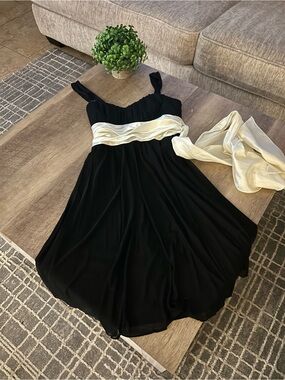 Trixxi Black Dress with Cream Sash